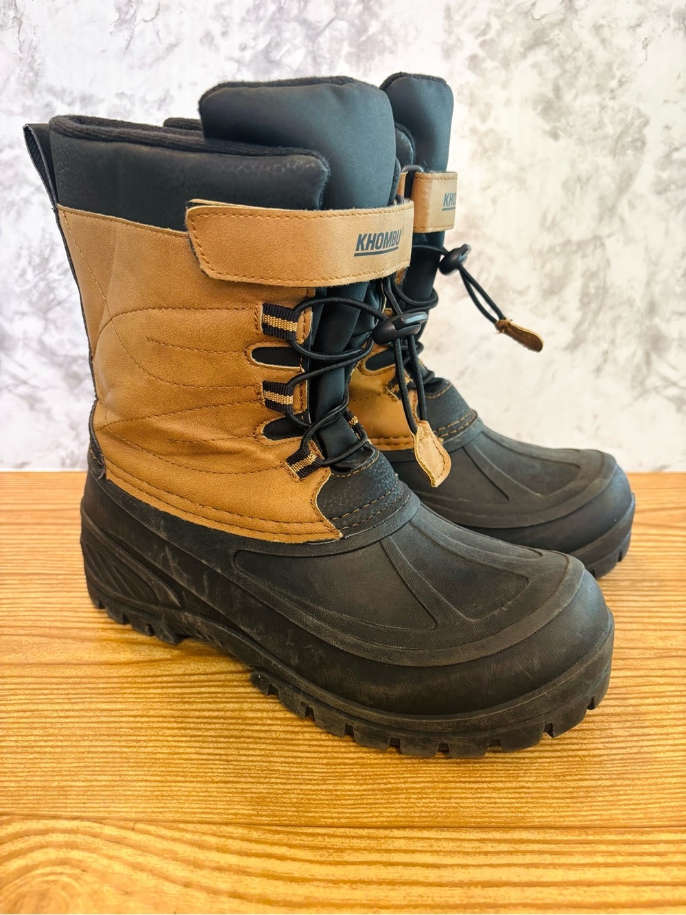 Khombu Abrams Black Brown Winter Outdoor Snow Boots Size 5 Big Kid’s